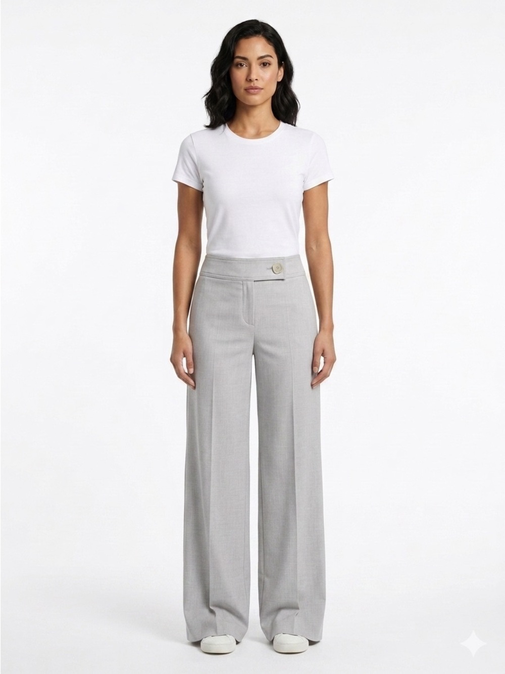 THALIAN Vintage Y2K Light Gray Stretch Flare Pants 6P EUC $75